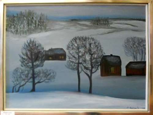 Pirkko Lepistö "Talvi-ilta" 55x70 cm 550 € n001 