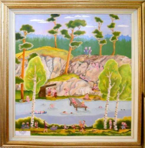 Pertti Ylinen "Raitalampi" 77x67 cm 540 € n001 