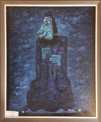 Aaro Rauhala "Pieni sininen viulu" 65x56 cm, 1300€ n001 