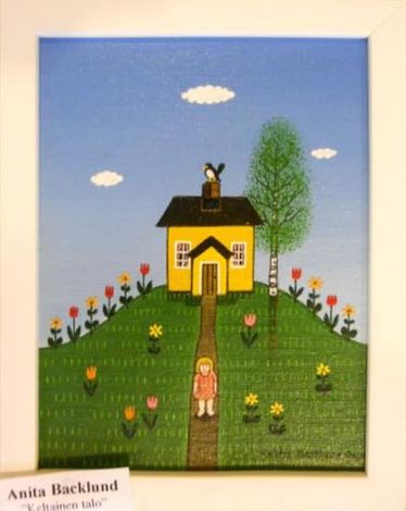 Anita Backlund "Keltainen talo" 21x17 cm 390€ n001 