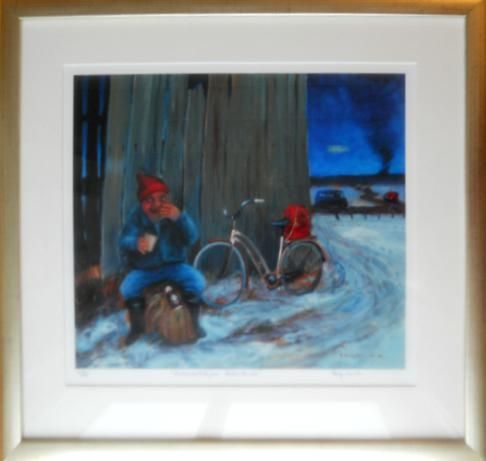 Reijo Kivijärvi "Kirkonpolttajan kahvitauko"-grafiikka 47x49cm 240€ n016