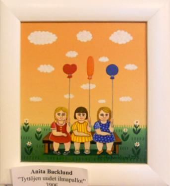 Anita Backlund "Tyttöjen uudeet ilmapallot" 26x34 cm 390 € n005 